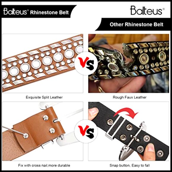 Rhinestone Western Belt Studded Sparkling Cowgirl Style for Jeans Dresses main image 6